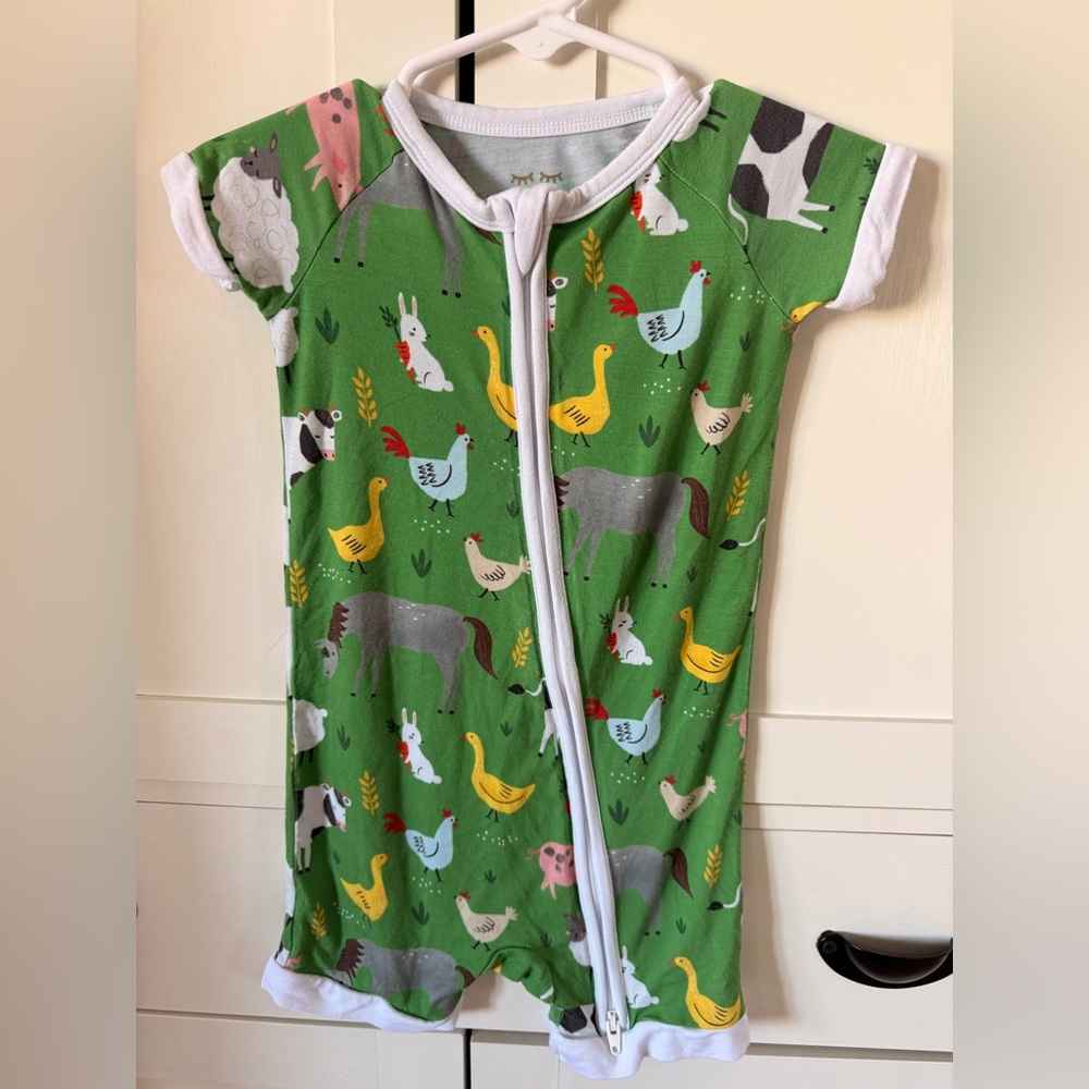 Little Sleepies Green farm animal print